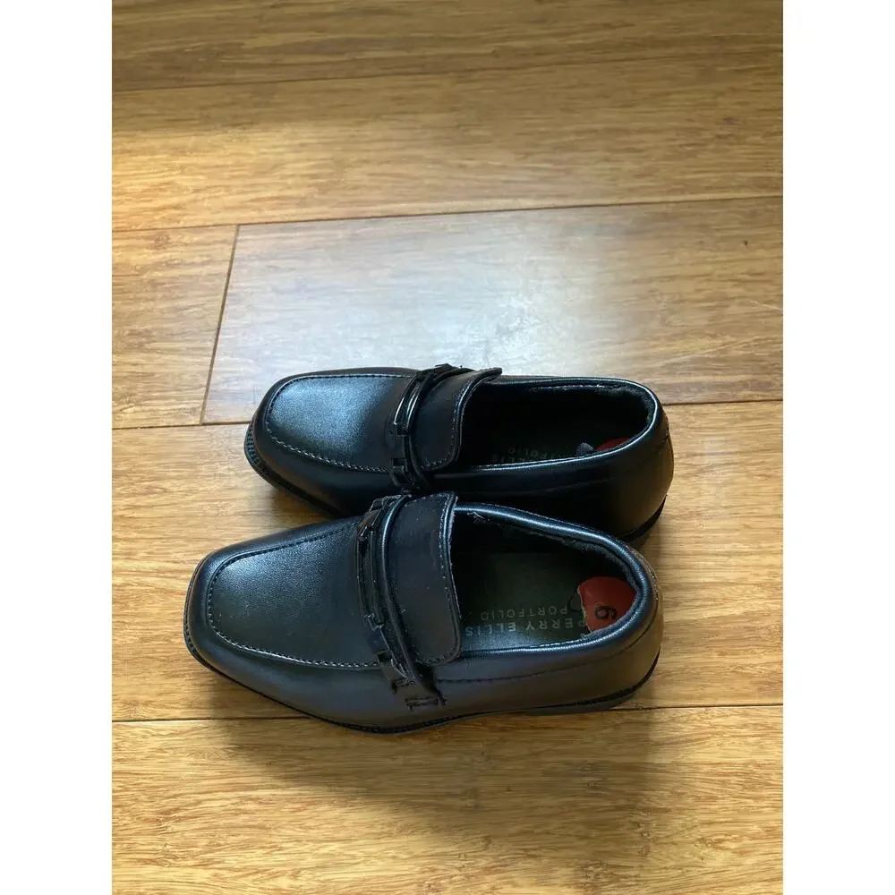 Perry Ellis Little Boy Black Slip On Dress Shoes, Size 6